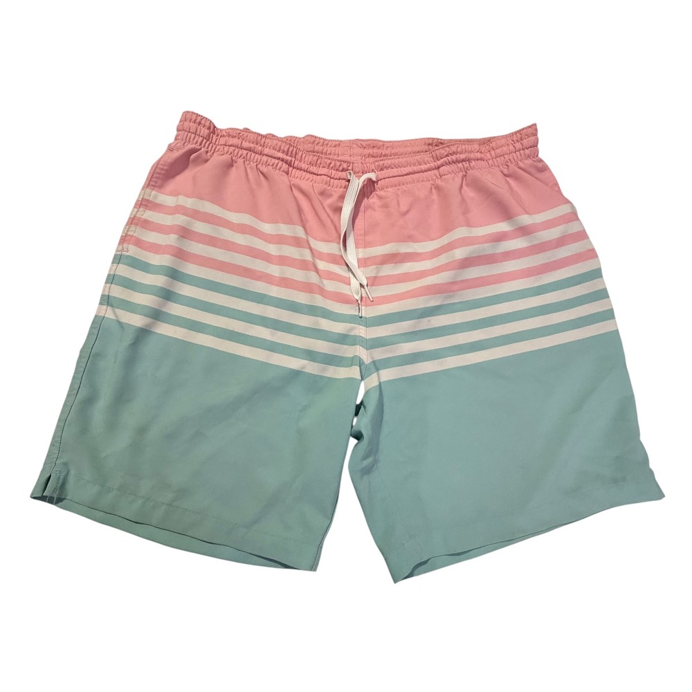 Chubbies Mens Pink Teal Striped Swim Trunks XL 7 Inch Inseam Board Shorts